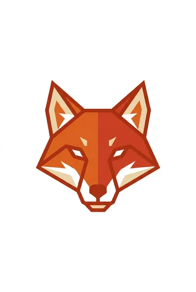 Geometric fox head emblem, minimal flat vector design