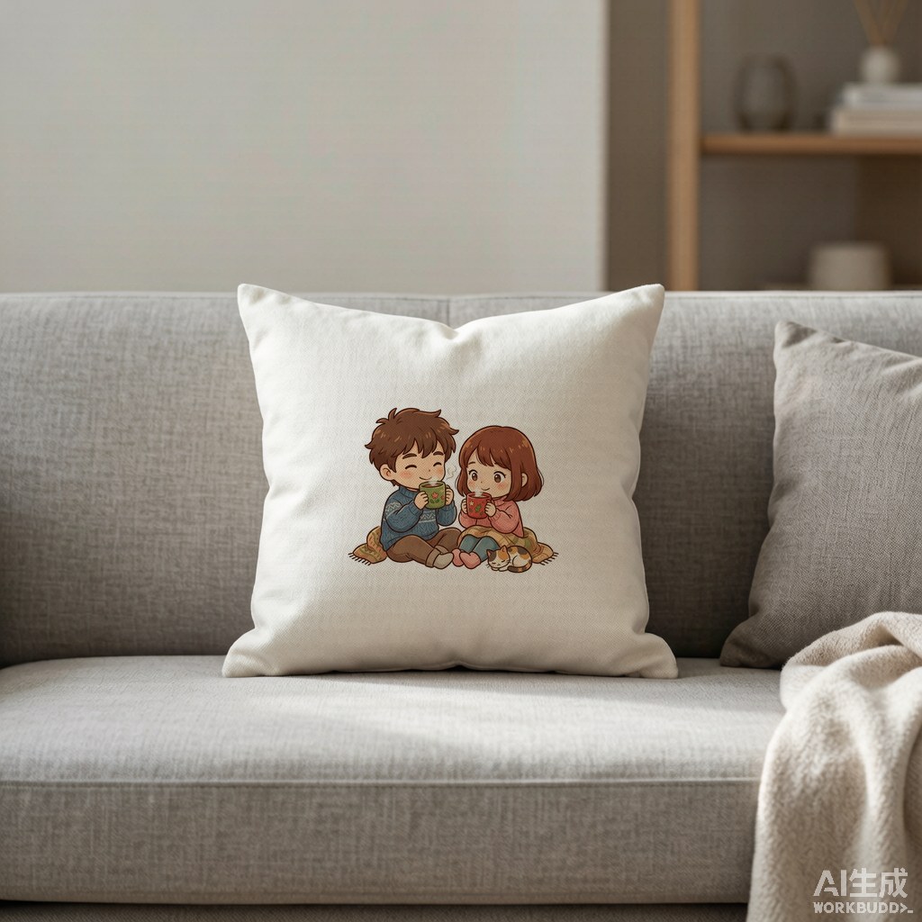 Chibi version of a couple drinking hot cocoa together